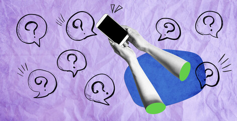 Person using a smartphone - Photo collage design