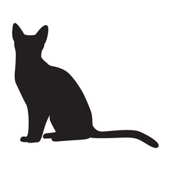 black cat silhouette, isolated on white background