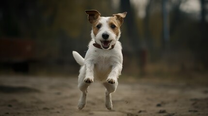 Dog jumping in the air. Created with Generative AI.