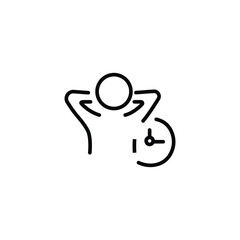 free time icon, relaxation after work, hands behind head, line symbol on white background - editable stroke vector illustration