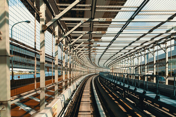 View of Tokyo, Japan from the automated monorail