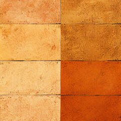 Fototapeta premium Orange and red stone tile floor or wall pattern for kitchen or bathroom