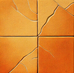 Fototapeta premium Orange and red stone tile floor or wall pattern for kitchen or bathroom