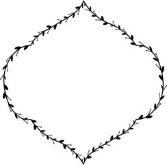 Horizontal Frame flower Wreath floral leaf borders square shape silhouette black decoration border Branch laurel wedding frames Botanical ornate Elements design badge decoration 