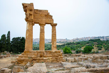 Fototapeta na wymiar Temple of Dioscuri in the Valley of Temples - Agrigento - Italy