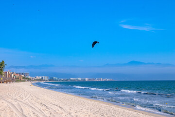 Kitesurfing at Bucerías beach in Mexico