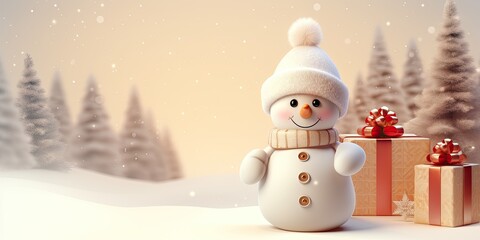 Obraz premium Snowman Christmas celebrating background concept featuring a festive and magical scene