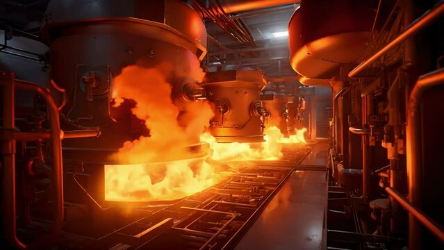 A detailed view of a tingedge plasma gasification furnace, employed in the plant to efficiently convert noncombustible waste biomass, such as agricultural residues or municipal solid waste,