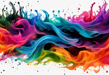 Fototapeta premium Colorful paint splashes on a white background. Abstract background. Generative AI