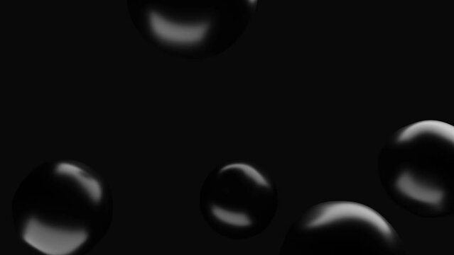 Black soft body bouncing spheres. High quality 3d render 4k video
