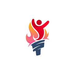 Sport logo, torch logo with a combination of people icons, hot logos
