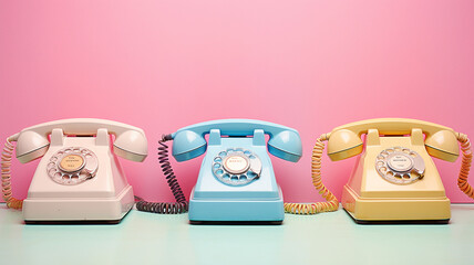 Old fashioned colorful rotary phones