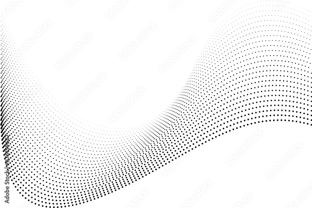 Wall mural abstract flow wave dots background. abstract halftone background