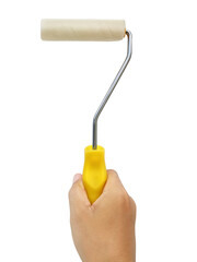 hand hold Paint roller, transparent background