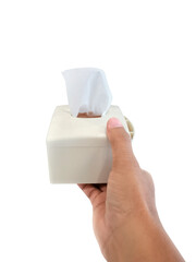 hand hold toilet paper box, transparent background