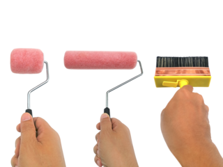 hand hold Paint roller, transparent background