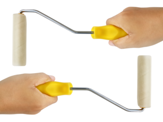 hand hold Paint roller, transparent background