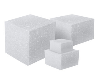 Styrofoam cube, transparent background - obrazy, fototapety, plakaty