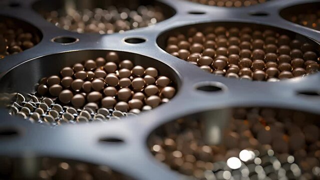 This detailed closeup shot highlights a series of tingedge catalyst beds contained within a reactor vessel. These beds, composed of proprietary catalyst materials, facilitate the chemical