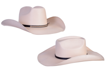 cowboy style hat straw hat with black ribbon isolated on white background, straw hat for women and men head protection