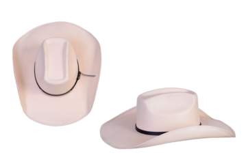 cowboy style hat straw hat with black ribbon isolated on white background, straw hat for women and men head protection