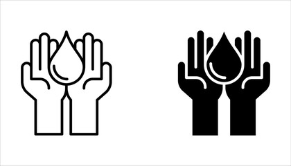 Fototapeta premium water drop icon set, hand with water logo. Dermatology test and dermatologist clinic icon set, business concept allergy free and healthy on white background