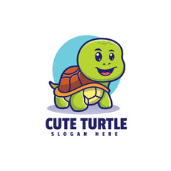 Cute turtle - mascot, illustration & character logo 