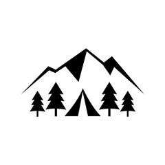 logo design vector abstract simple modern logo icon mountain pine trees mountains outdoors