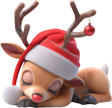 Rudolf, christmas, santa, deer, sleepy Rudolf
