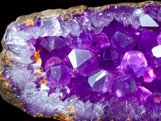 amethyst geode crystals close up