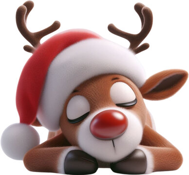 Rudolf, christmas, santa, deer, sleepy Rudolf
