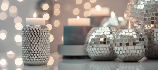 Christmas silver decorative interior composition. Generative AI