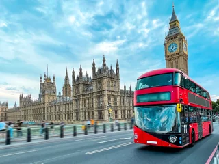 Foto auf Glas Double decker red bus London  © agatha