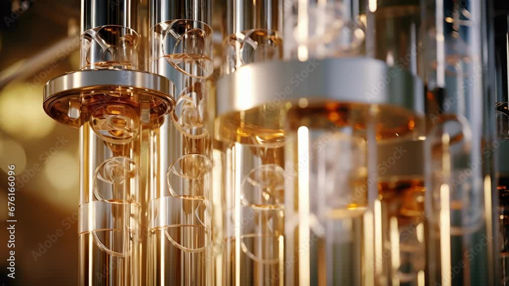 Poster detailed image of a distillation column, a tall vertical cylinder with several levels of trays. the 