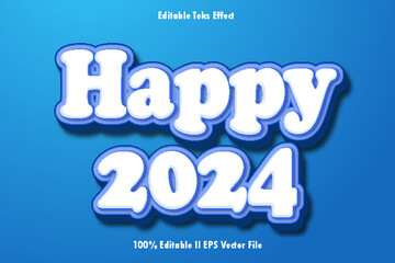 Happy 2024 Editable Text Effect 3d Emboss Gradient Style
