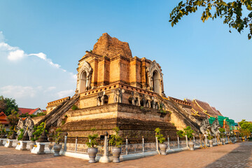 Wat Chedi Luang,Buddhist temple in the historic centre of Chiang Mai, Thailand.