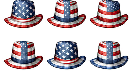 American hat with flag for America Independence day 4th July isolated on white background