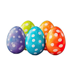 Colorful Dot Painted Easter eggs isolated on white background