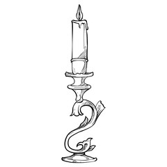 candle holder handdrawn illustration
