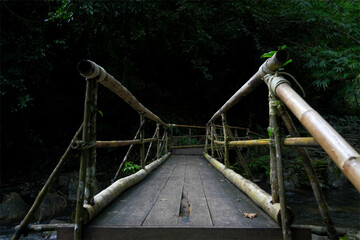 Bridge wooden at water fall place.