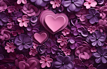 pink and purple background with hearts, Valentine's Day Love Card: A Declaration of Love and Affection with Ample Copy Space. Valentine's Day, Romance, and Love Card