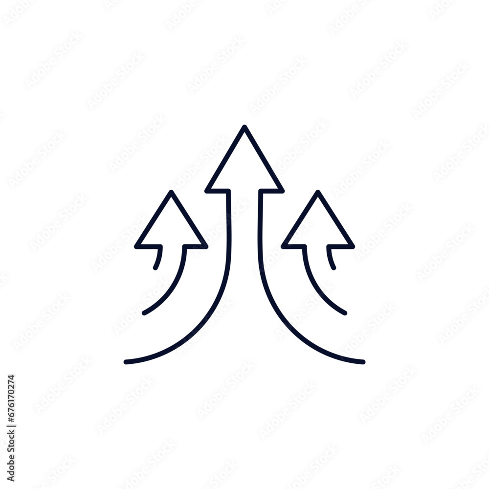 Poster movement in one direction. coordinated team actions. vector linear illustration icon isolated on whi