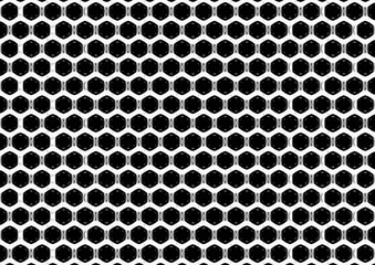Black and white hexagonal pattern with figural decorative shapes. - 676170875