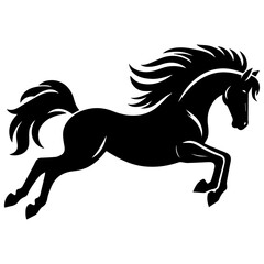 Horse Run Vector silhouette illustration black color, A Horse Running vector