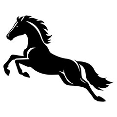 Horse Run Vector silhouette illustration black color, A Horse Running vector