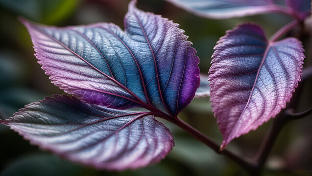 close up of purple flower,
Closeup beautiful beefsteak or shiso plant,
Green leaves, Kitchen garden, 