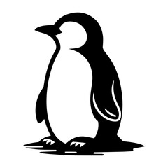 Penguin Black color silhouette illustration, Penguin Logo concept vector silhouette
