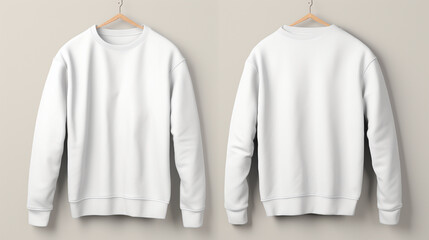 white sweatshirt mockup on a hanger, focusing on the front and back view