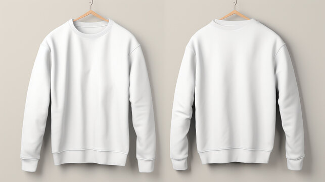 white sweatshirt mockup on a hanger, focusing on the front and back view - Powered by Adobe