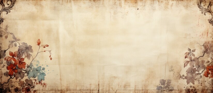 The vintage design of the retro wallpaper with a grunge border showcases a beautiful background pattern and texture on the white paper giving it an old timey feel perfect for a vintage inspi